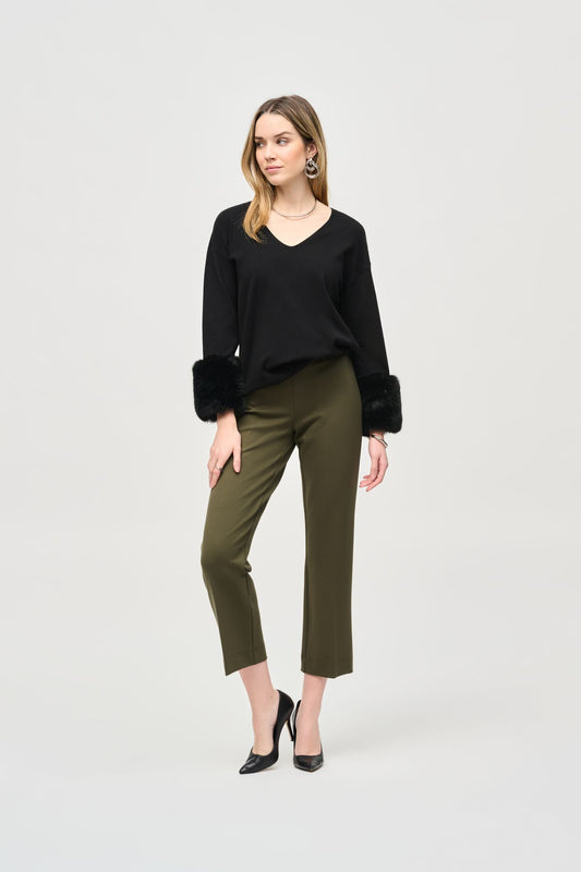 243049 Pantaloni pull-on dritti in maglia pesante