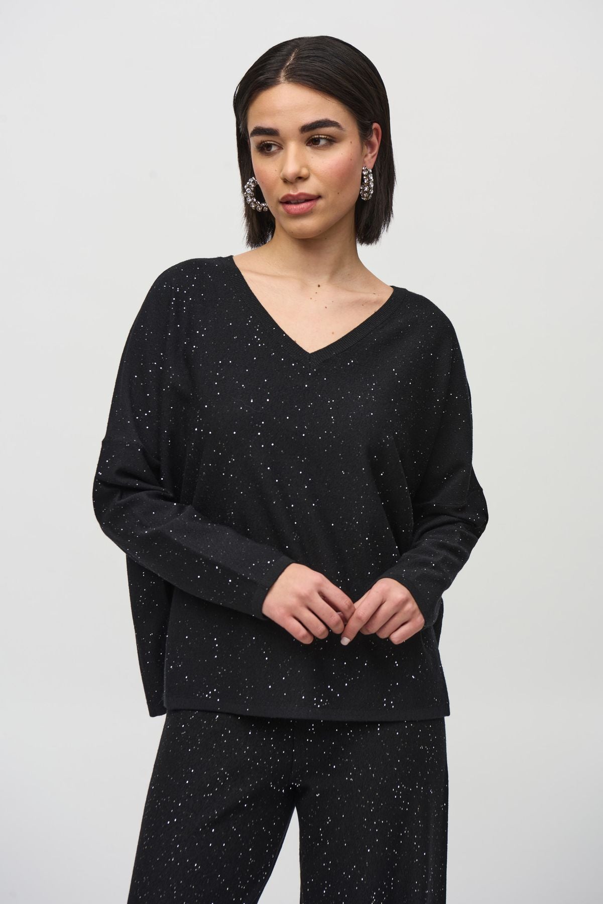 244921 Top squadrato in maglia con paillettes